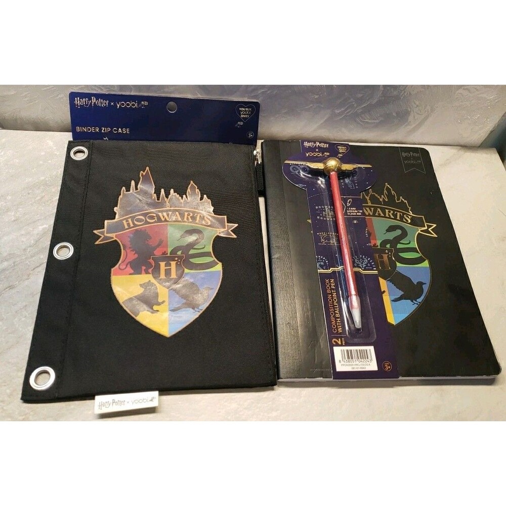 Harry Potter Hogwarts Binder Zip Case & Composition Notebook With Pen Stationery